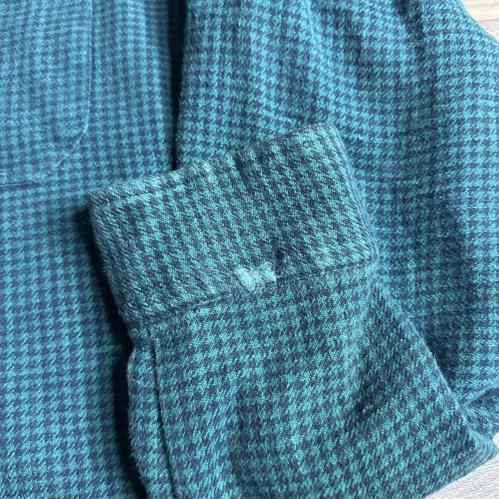 Vintage Polo Ralph Lauren Sierra Shirt Mens Large Green Herringbone Heavy Cotton